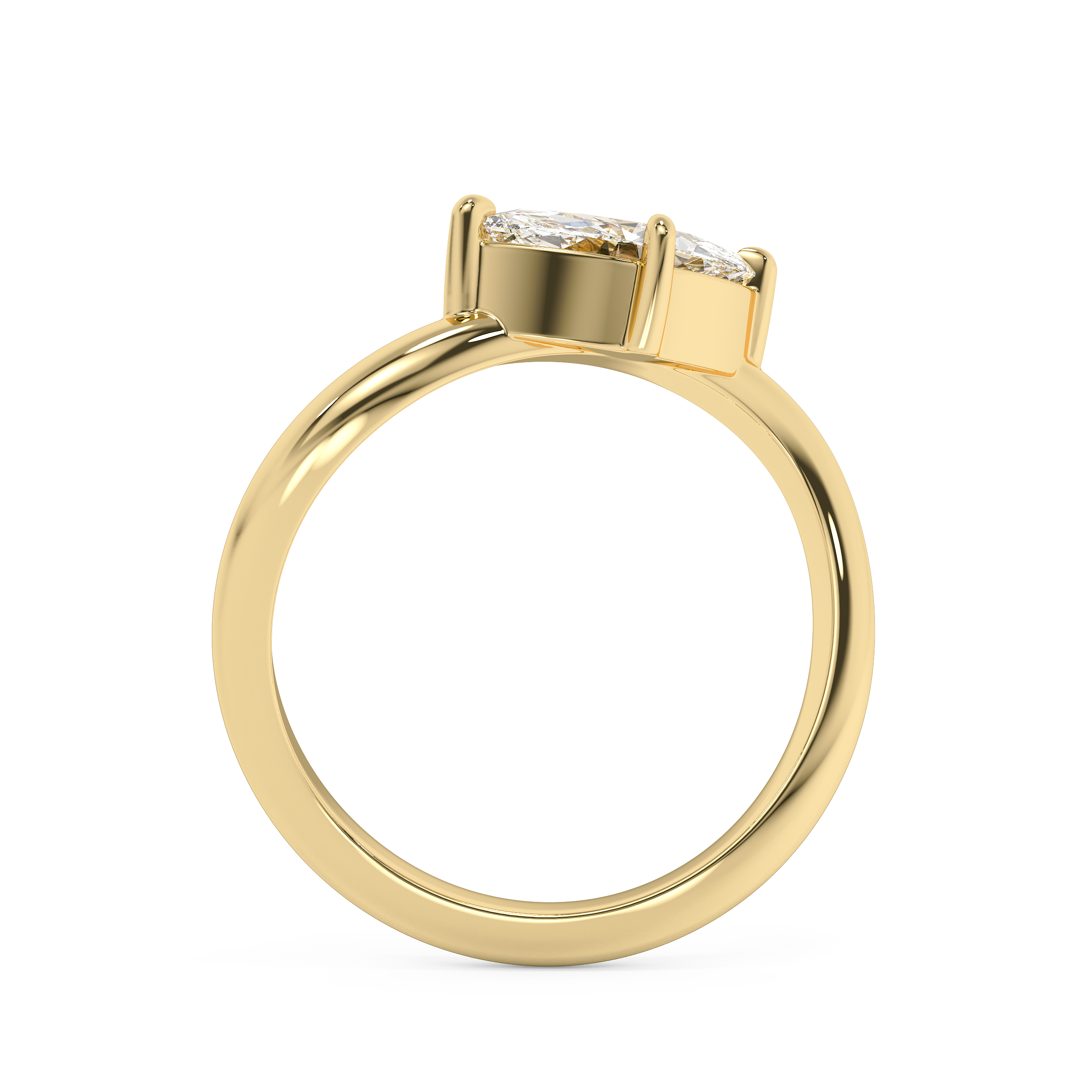 East West Marquise Solitaire Curved Shank Lab Grown Diamond Engagement Ring