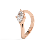 East West Marquise Solitaire Curved Shank Lab Grown Diamond Engagement Ring