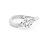 East West Marquise Solitaire Curved Shank Lab Grown Diamond Engagement Ring