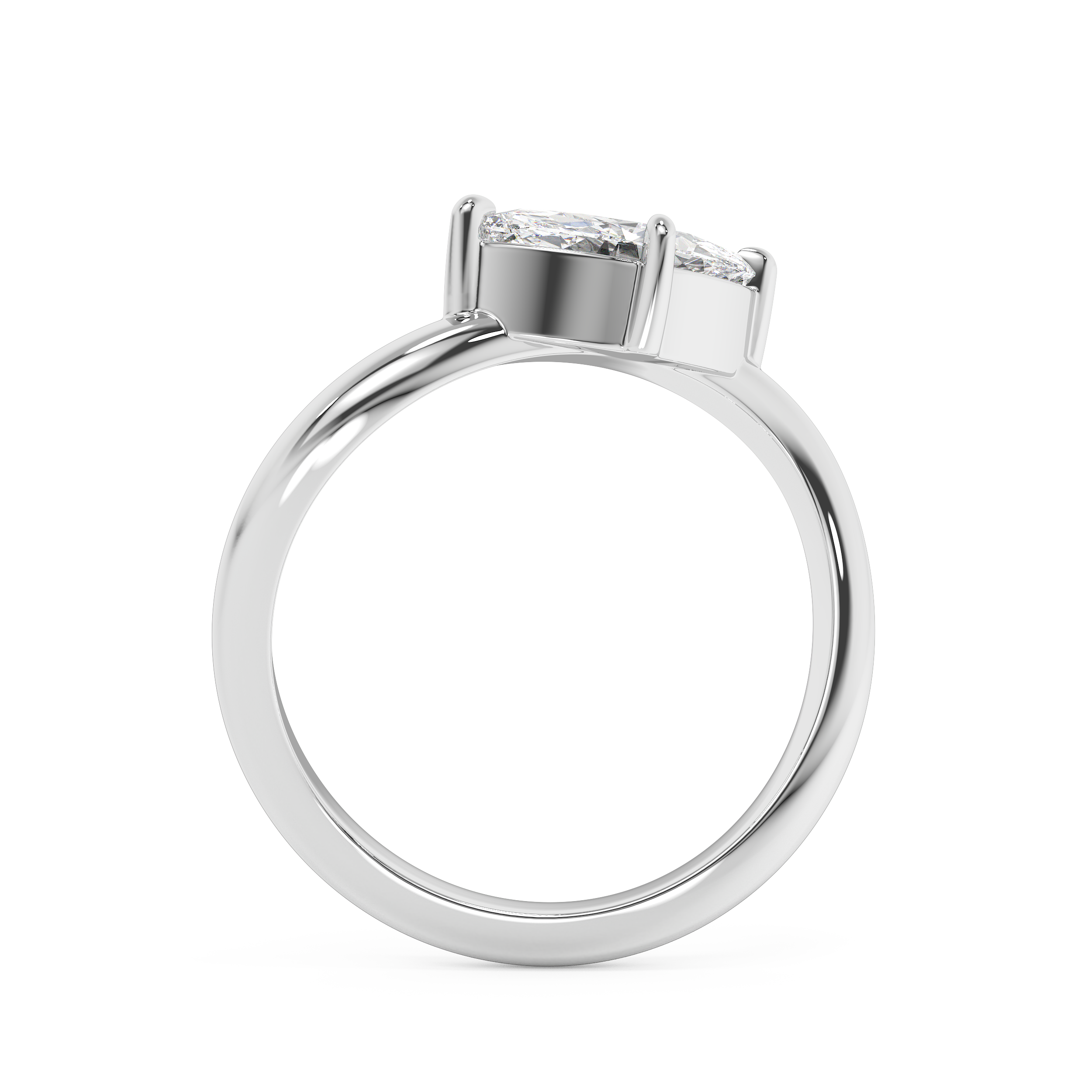 East West Marquise Solitaire Curved Shank Lab Grown Diamond Engagement Ring