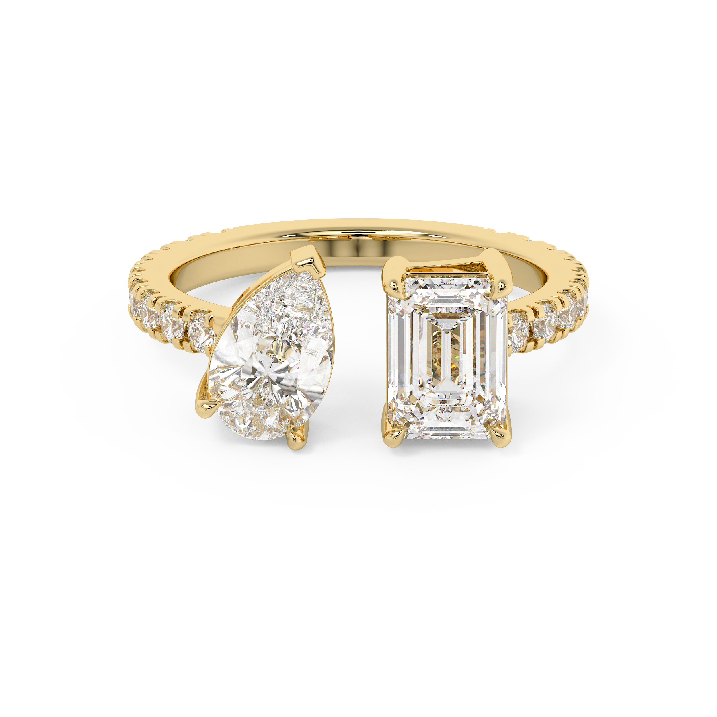 1.75 TCW Pear & Emerald Toi Et Moi Pave Lab Grown Diamond Engagement Ring