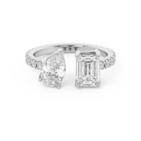 1.75 TCW Pear & Emerald Toi Et Moi Pave Lab Grown Diamond Engagement Ring