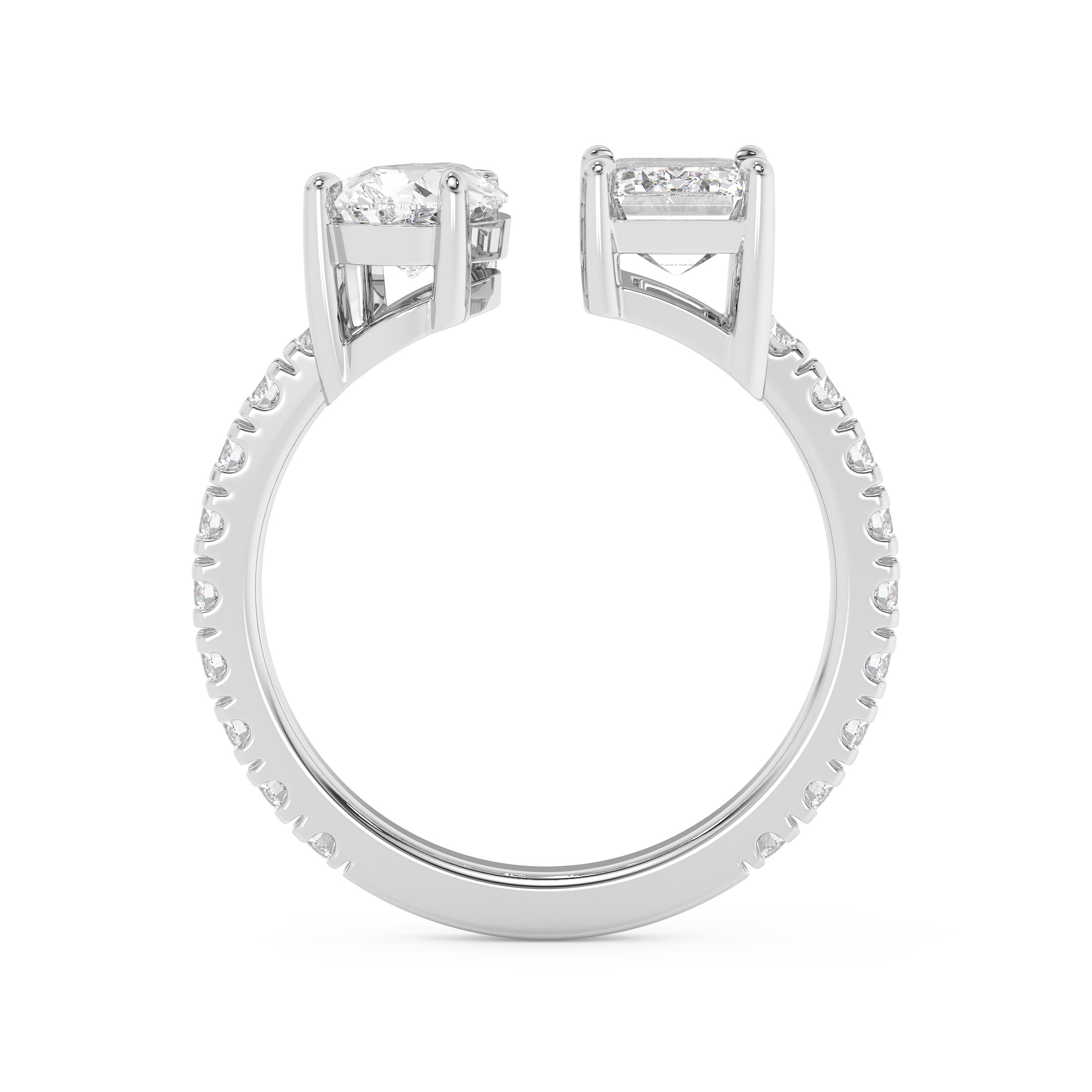1.75 TCW Pear & Emerald Toi Et Moi Pave Lab Grown Diamond Engagement Ring