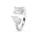 1.75 TCW Pear & Emerald Toi Et Moi Pave Lab Grown Diamond Engagement Ring