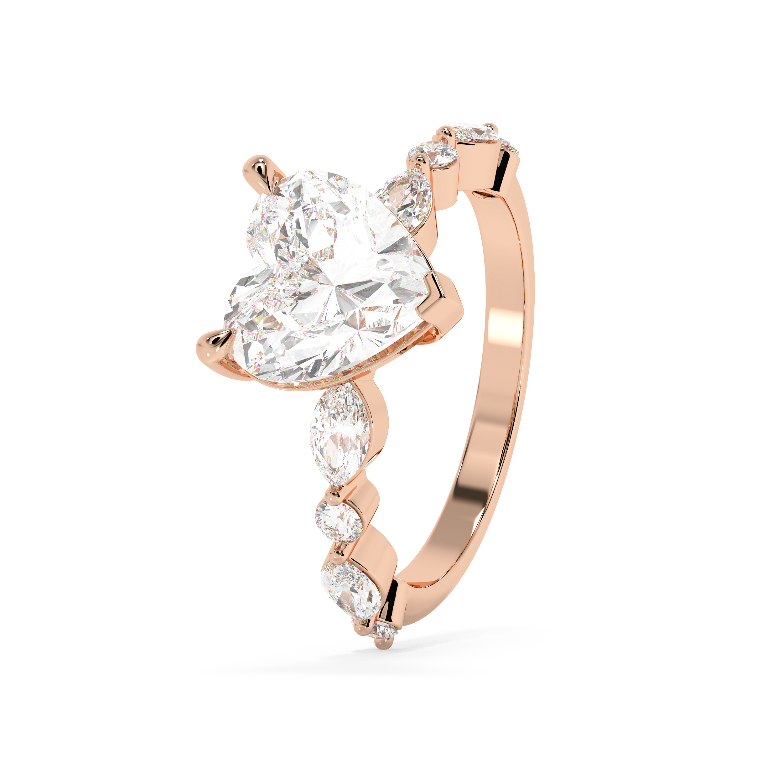 Heart Pave Lab Grown Diamond Engagement Ring