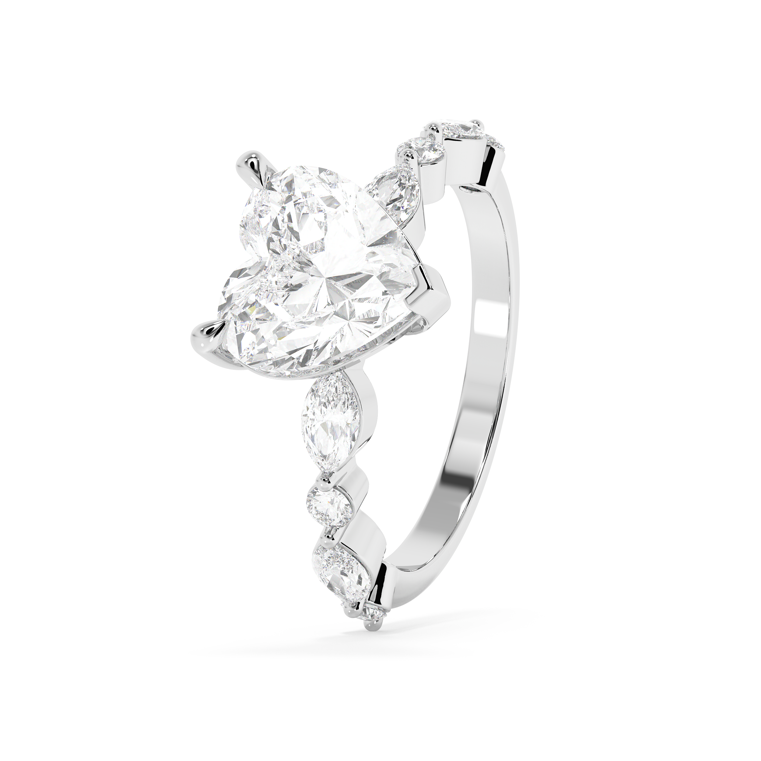 Heart Pave Lab Grown Diamond Engagement Ring