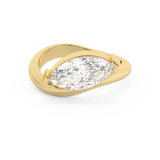 East West Marquise Solitaire Curved Shank Lab Grown Diamond Engagement Ring