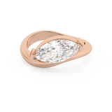 East West Marquise Solitaire Curved Shank Lab Grown Diamond Engagement Ring