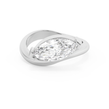 East West Marquise Solitaire Curved Shank Lab Grown Diamond Engagement Ring