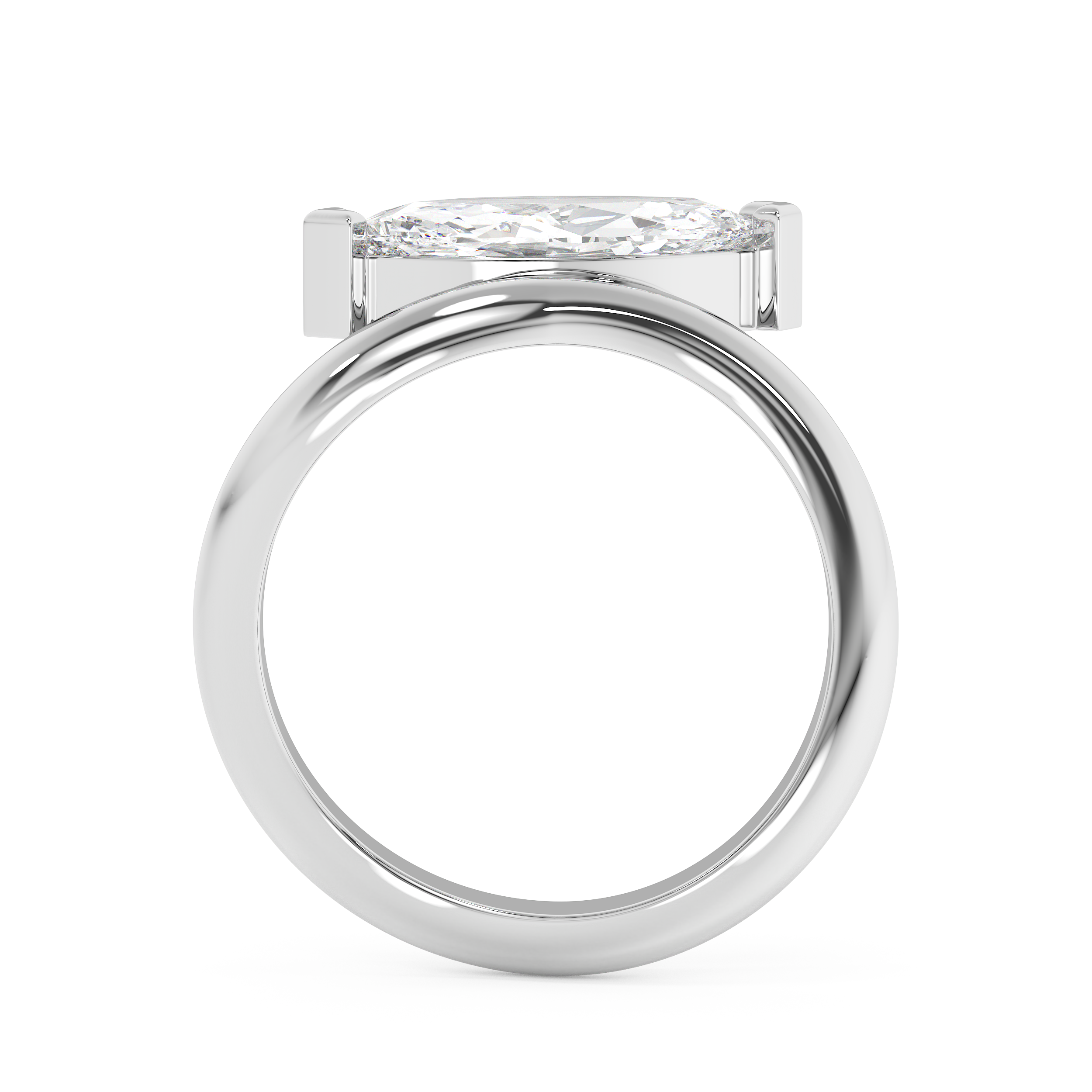 East West Marquise Solitaire Curved Shank Lab Grown Diamond Engagement Ring