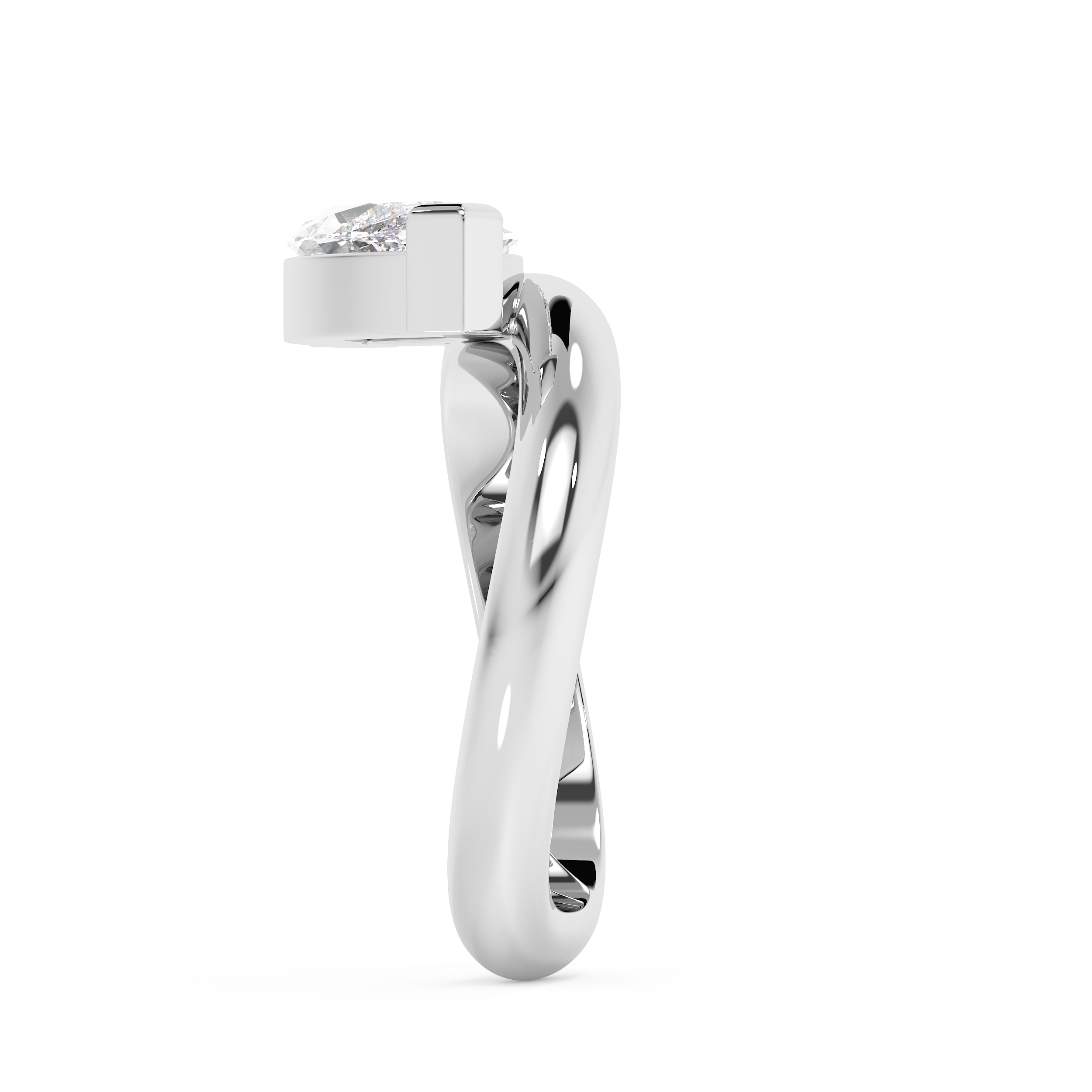 East West Marquise Solitaire Curved Shank Lab Grown Diamond Engagement Ring