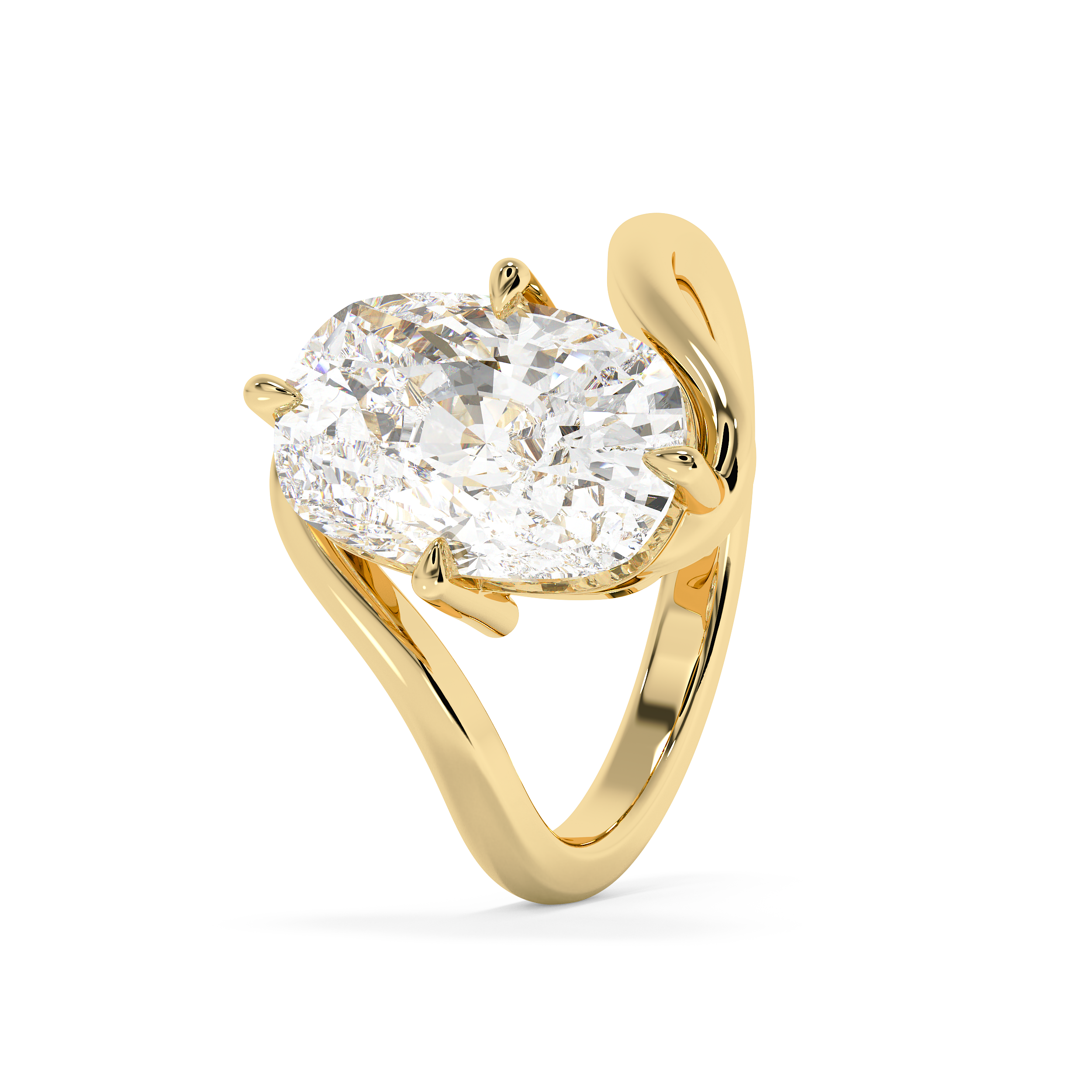 Elongated Cushion Solitaire Swirl Lab Grown Diamond Engagement Ring