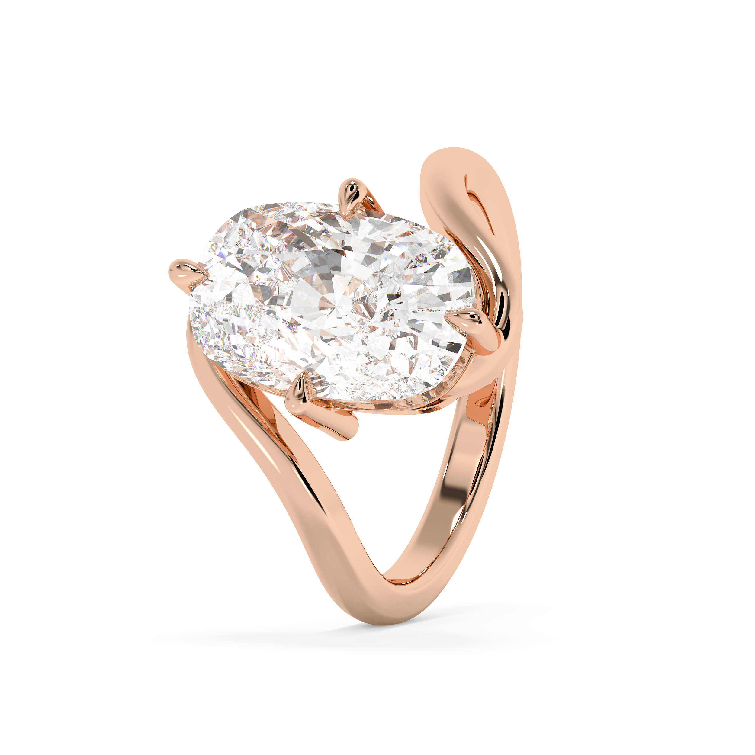 Elongated Cushion Solitaire Swirl Lab Grown Diamond Engagement Ring