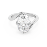 Elongated Cushion Solitaire Swirl Lab Grown Diamond Engagement Ring