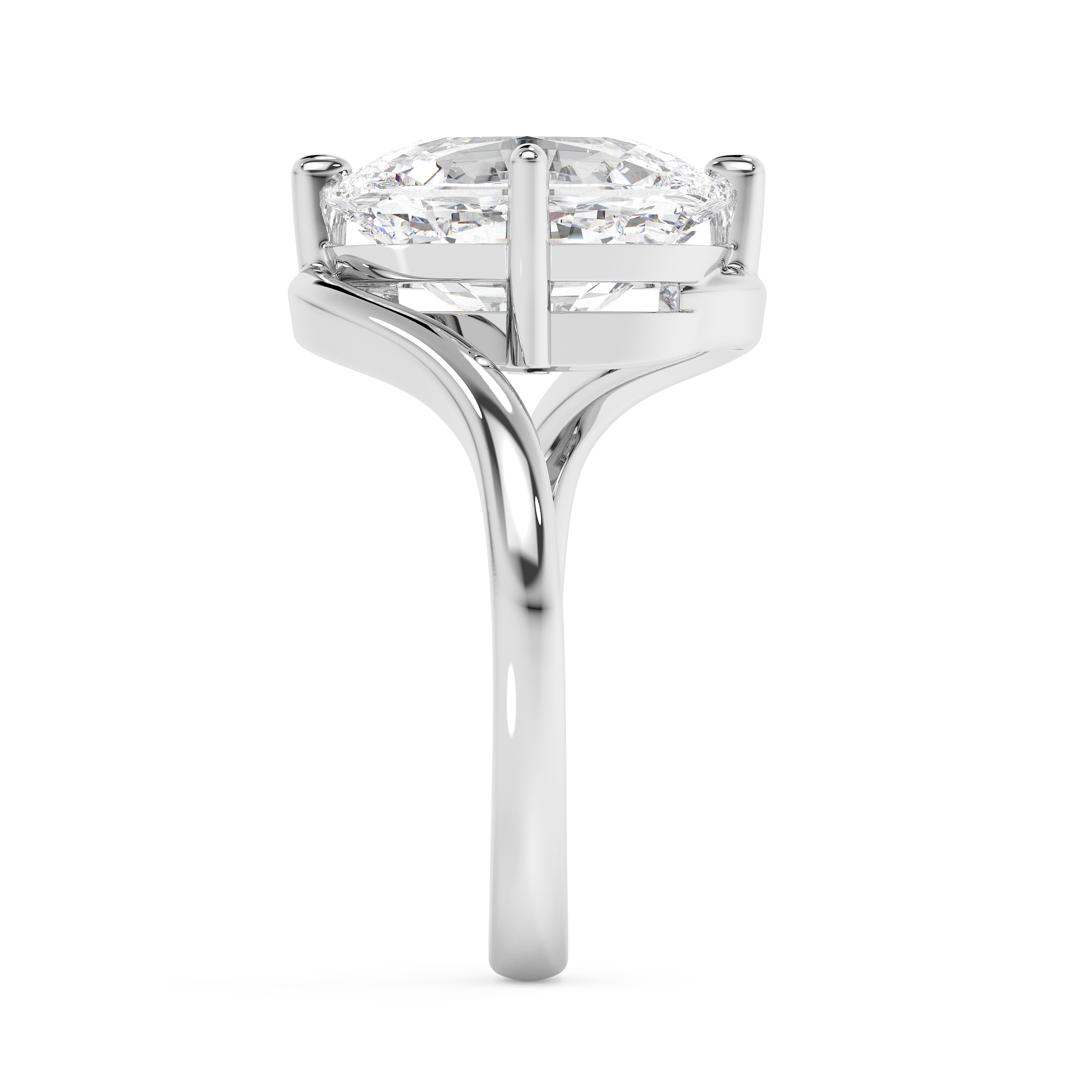 Elongated Cushion Solitaire Swirl Lab Grown Diamond Engagement Ring
