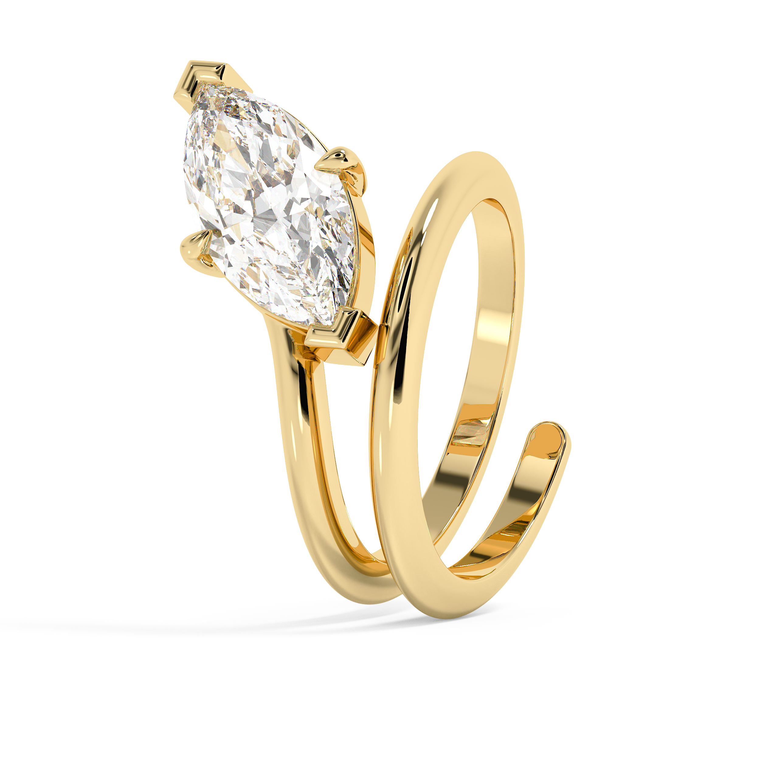 Marquise Solitaire Spiral Shank Lab Grown Diamond Engagement Ring