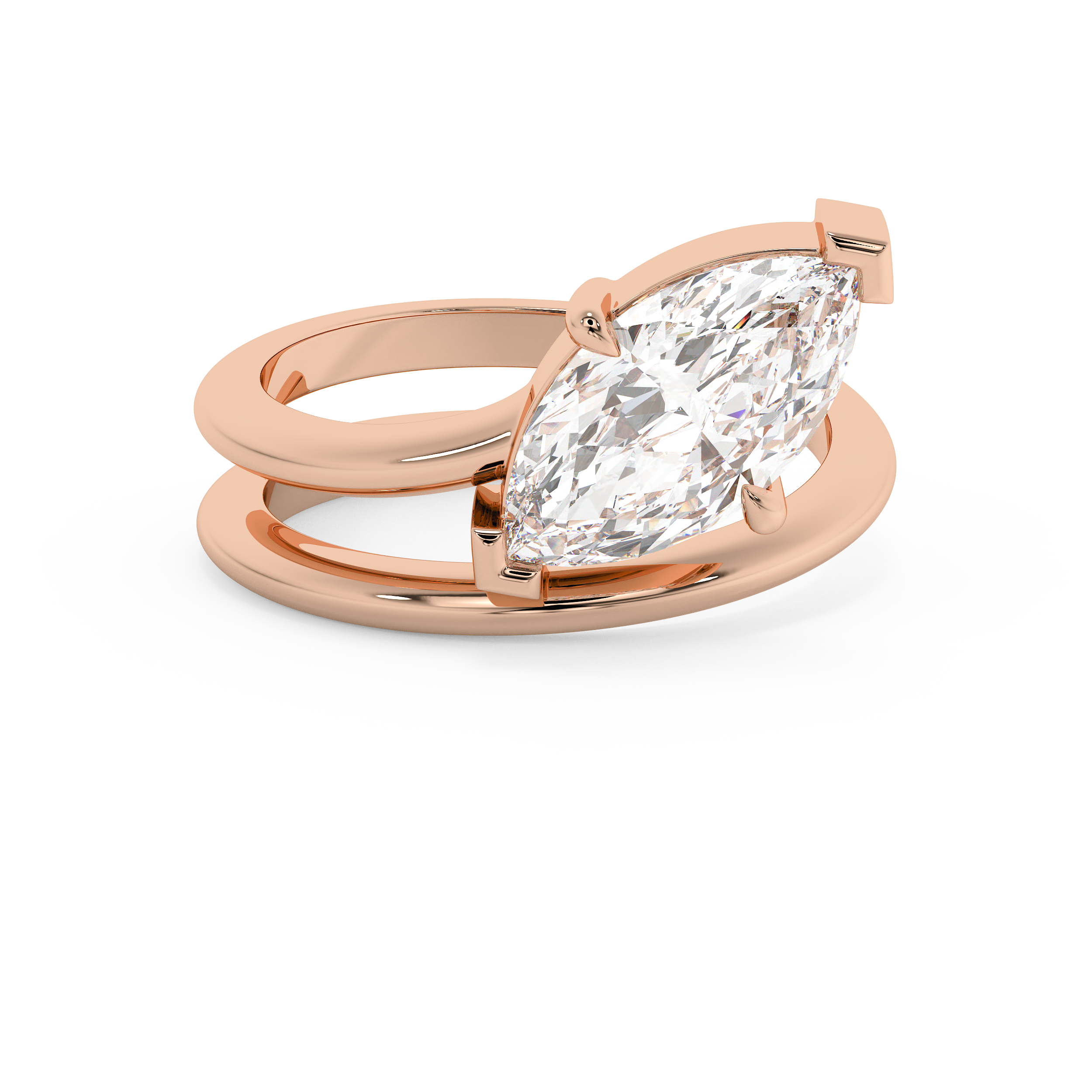 Marquise Solitaire Spiral Shank Lab Grown Diamond Engagement Ring