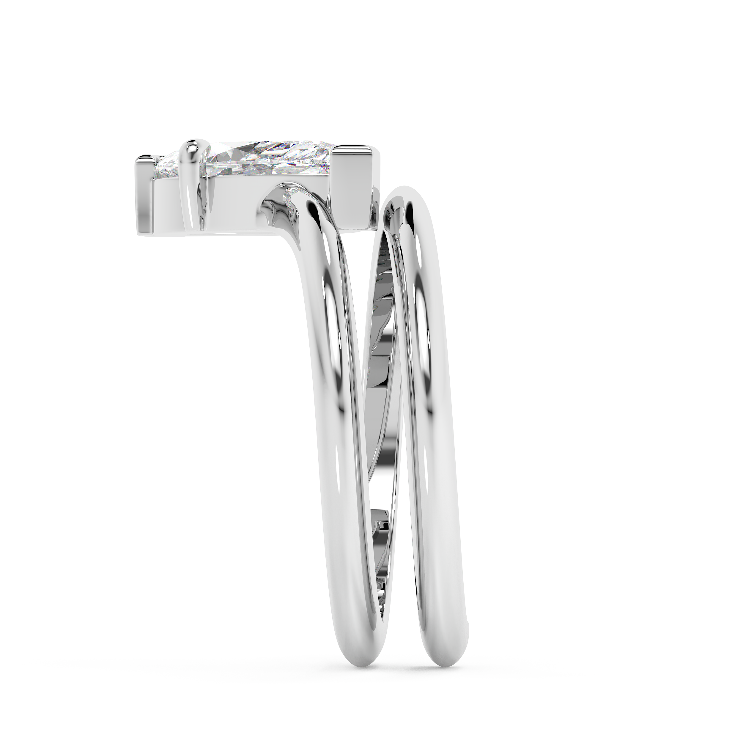 Marquise Solitaire Spiral Shank Lab Grown Diamond Engagement Ring