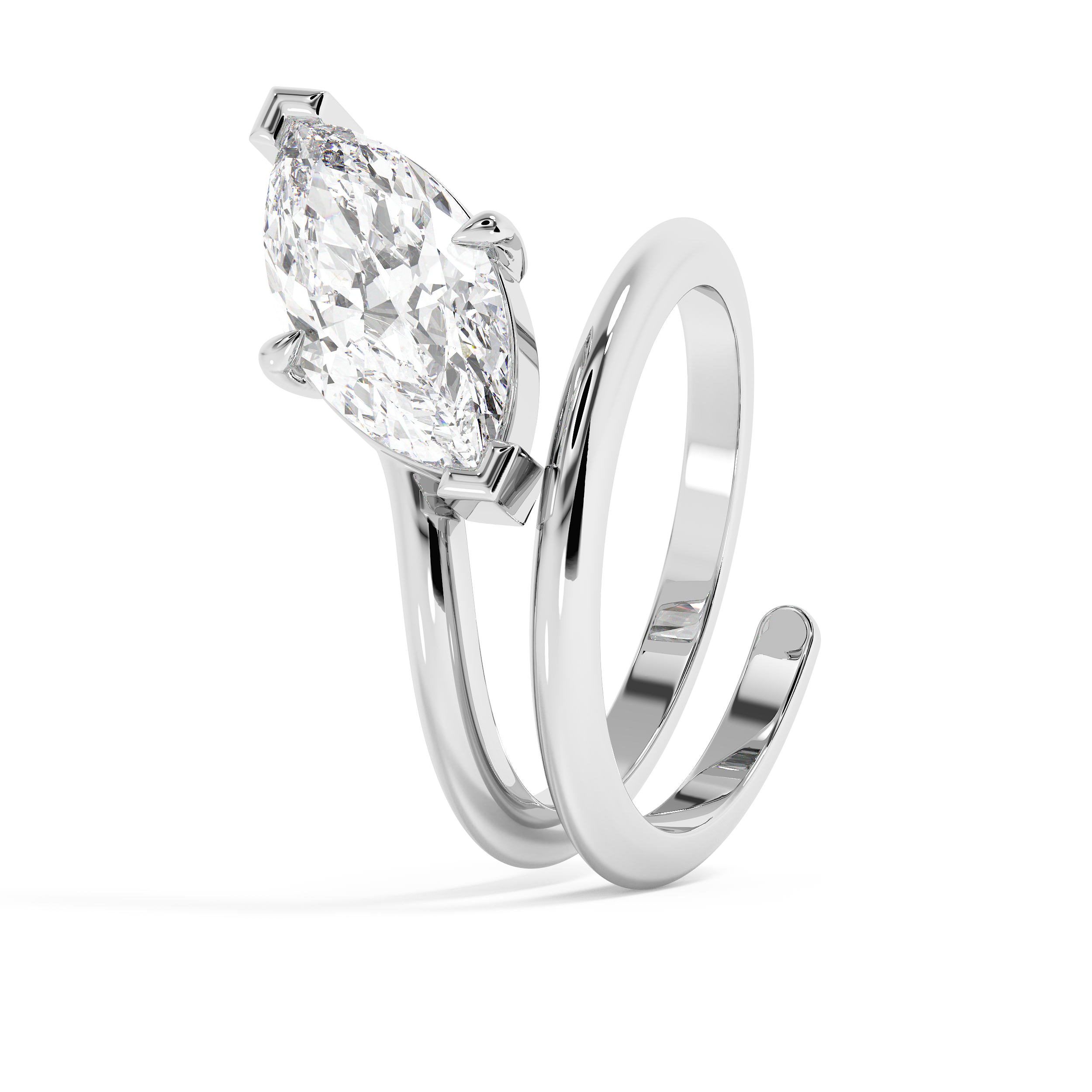 Marquise Solitaire Spiral Shank Lab Grown Diamond Engagement Ring