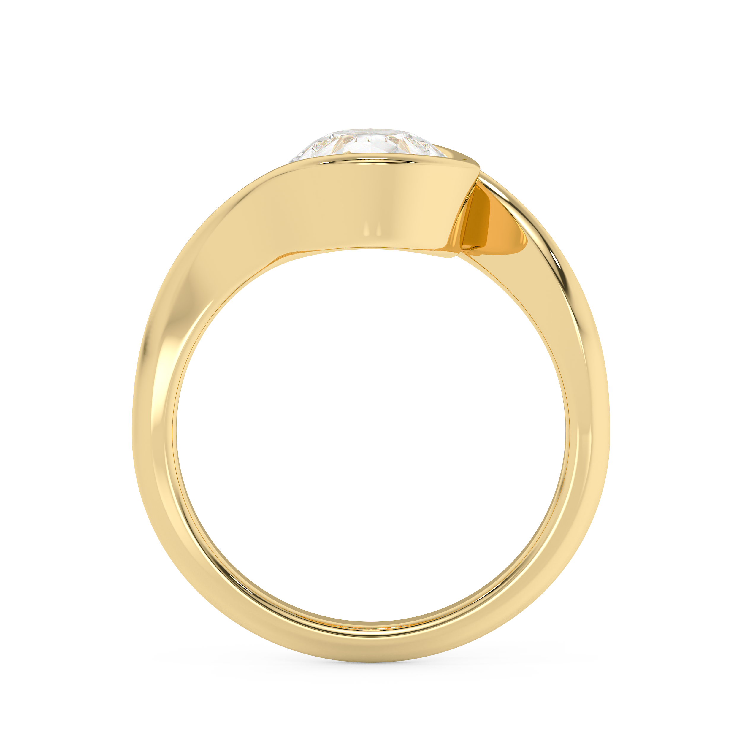 Pear Swirl Half Bezel Lab Grown Diamond Engagement Ring