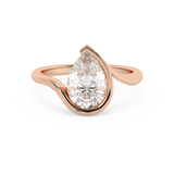 Pear Swirl Half Bezel Lab Grown Diamond Engagement Ring