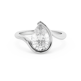 Pear Swirl Half Bezel Lab Grown Diamond Engagement Ring