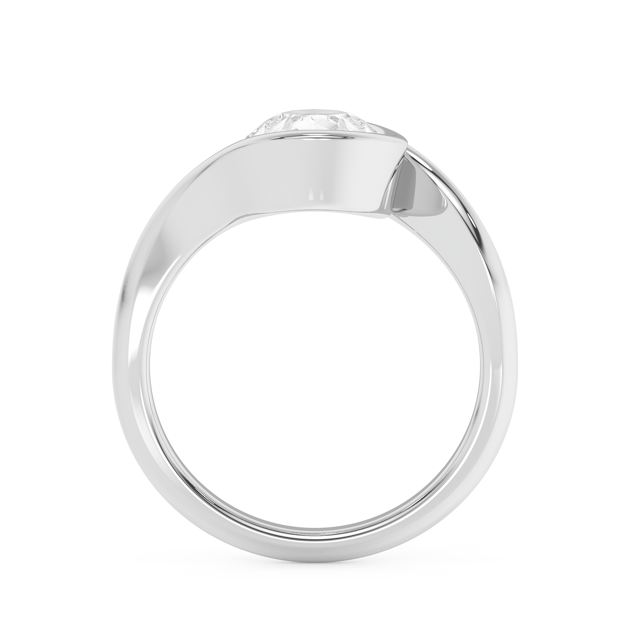 Pear Swirl Half Bezel Lab Grown Diamond Engagement Ring