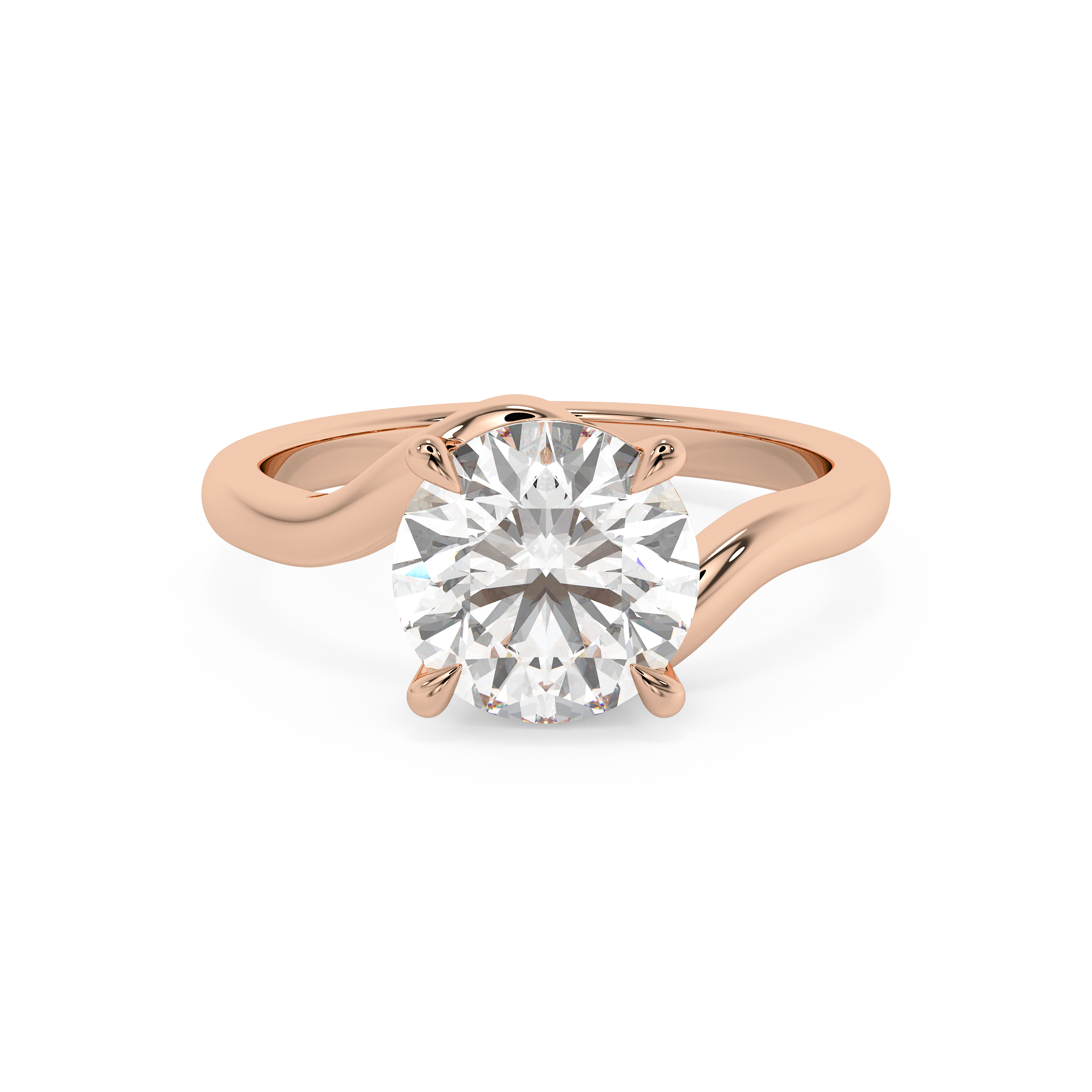 Round Swirl Solitaire Lab Grown Diamond Engagement Ring