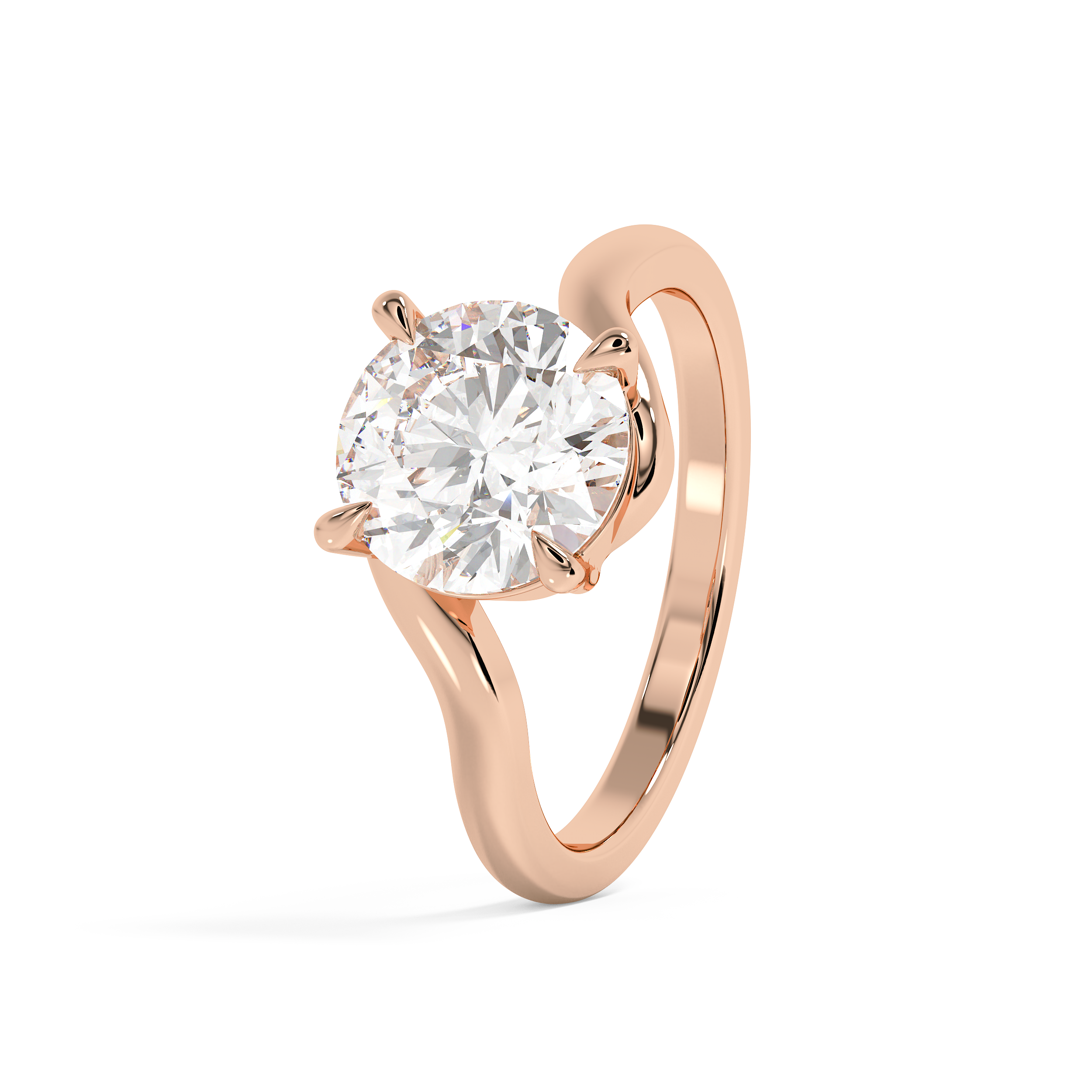 Round Swirl Solitaire Lab Grown Diamond Engagement Ring