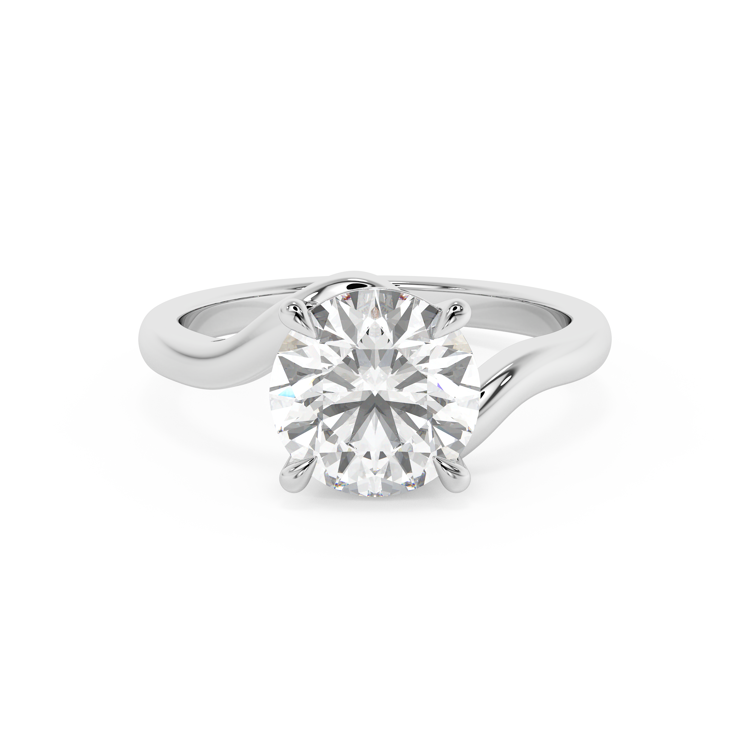 Round Swirl Solitaire Lab Grown Diamond Engagement Ring