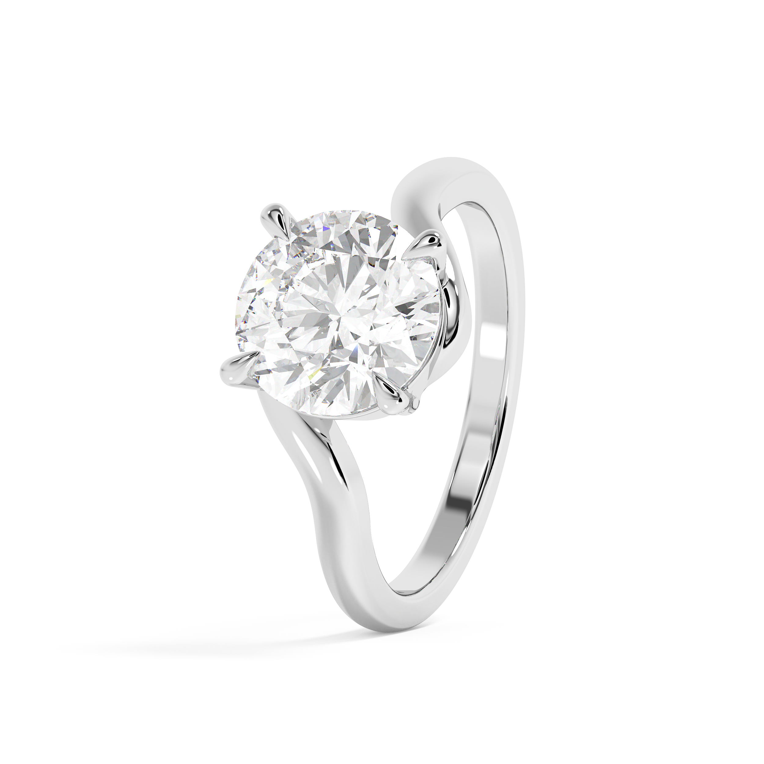 Round Swirl Solitaire Lab Grown Diamond Engagement Ring