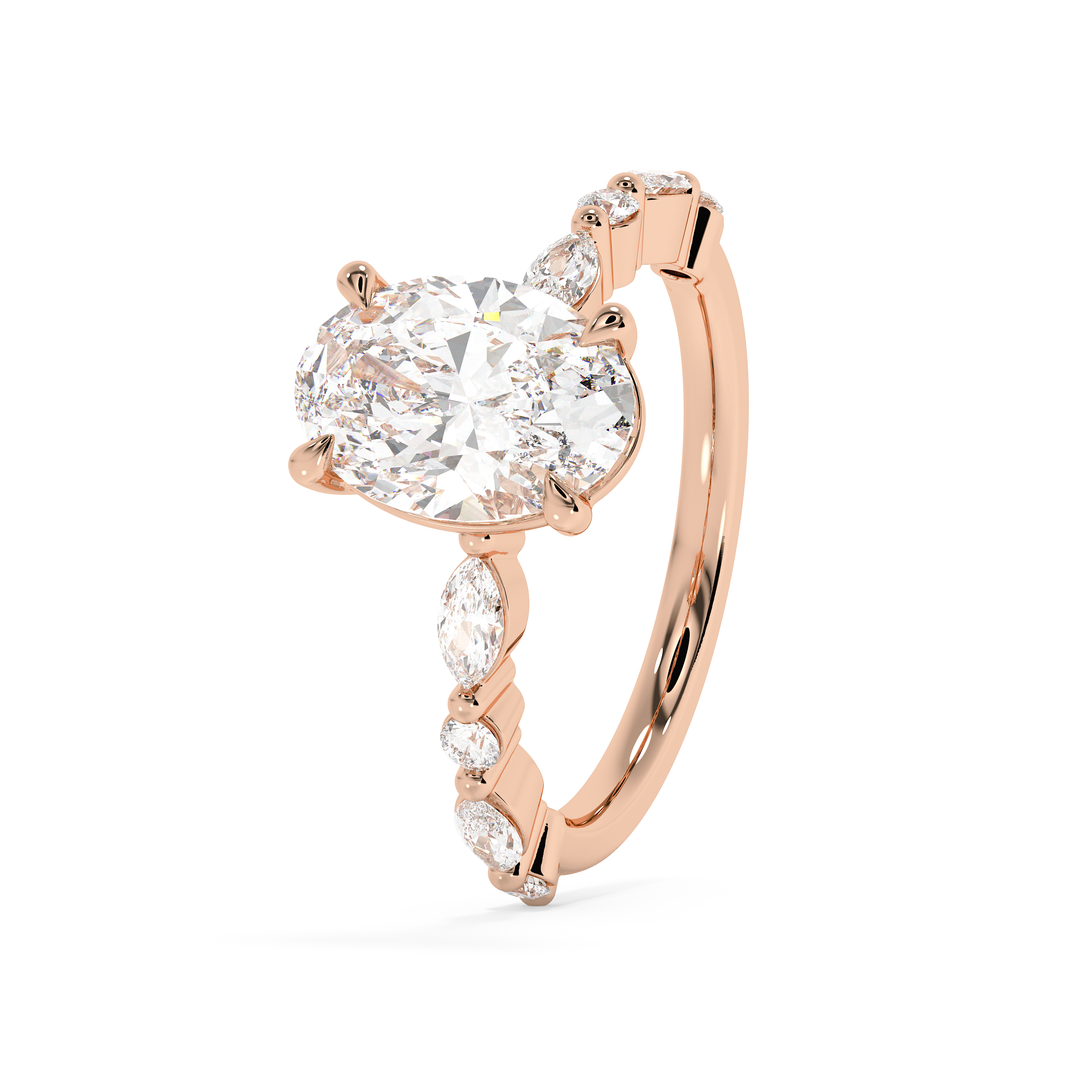 Oval Pave Lab Grown Diamond Engagement Ring
