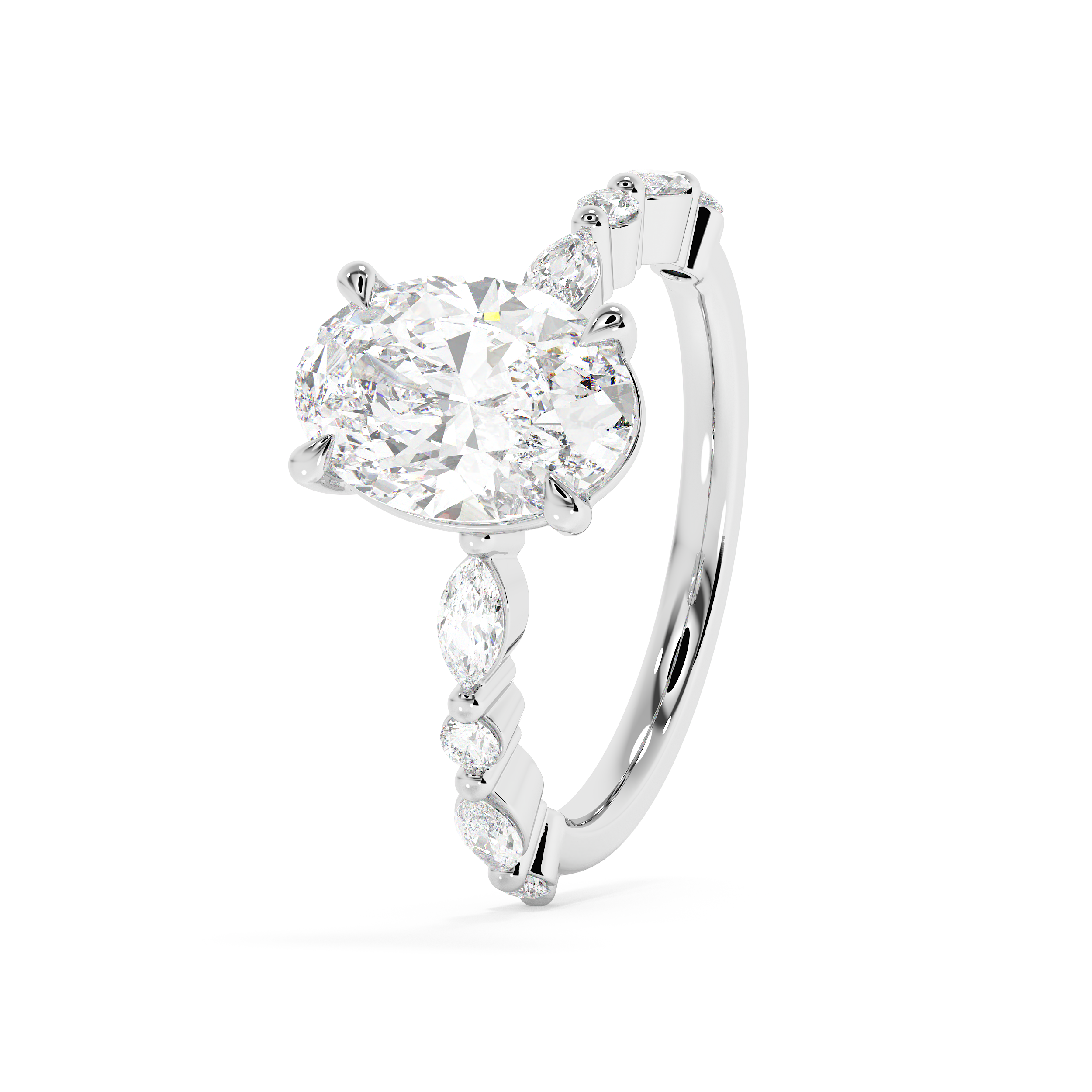 Oval Pave Lab Grown Diamond Engagement Ring