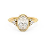 Oval Bezel Cluster Lab Grown Diamond Engagement Ring