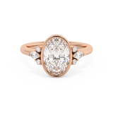 Oval Bezel Cluster Lab Grown Diamond Engagement Ring