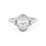 Oval Bezel Cluster Lab Grown Diamond Engagement Ring