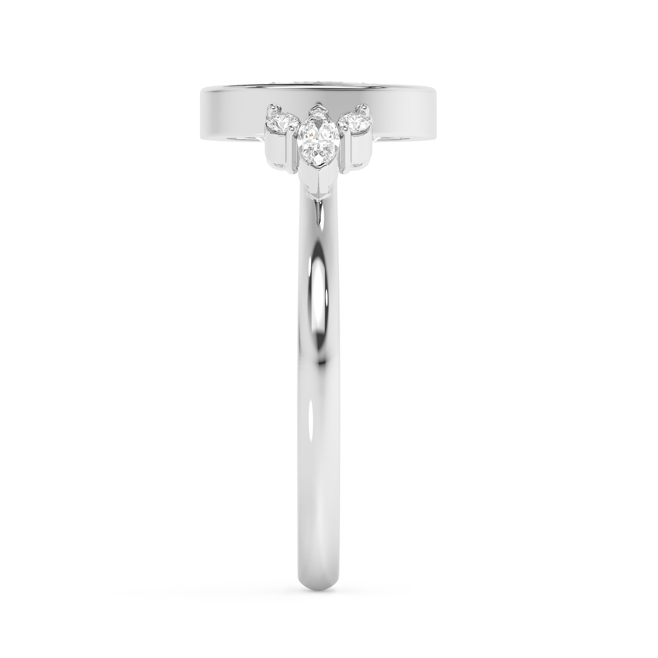 Oval Bezel Cluster Lab Grown Diamond Engagement Ring