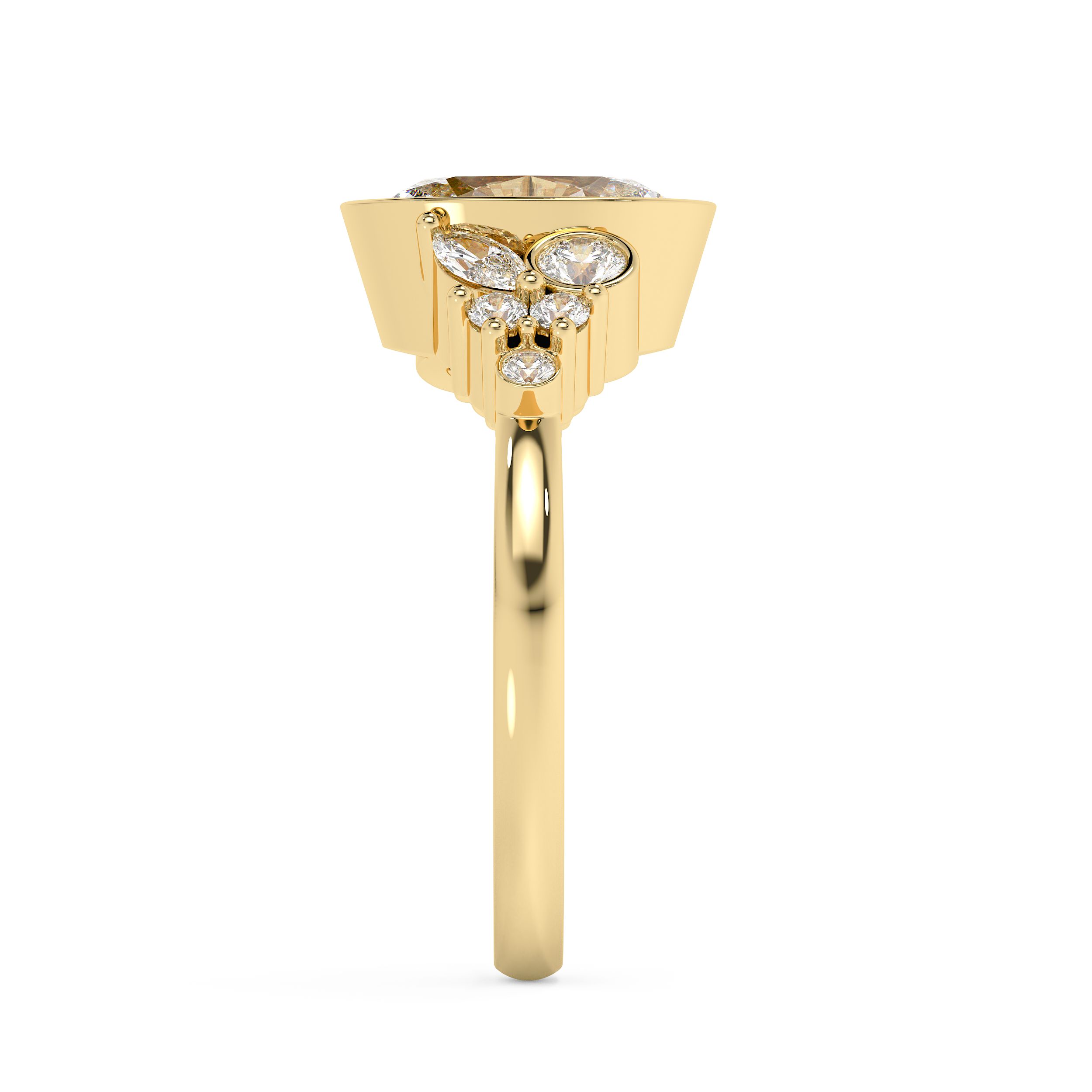 Oval Bezel Cluster Lab Grown Diamond Engagement Ring