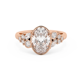 Oval Bezel Cluster Lab Grown Diamond Engagement Ring