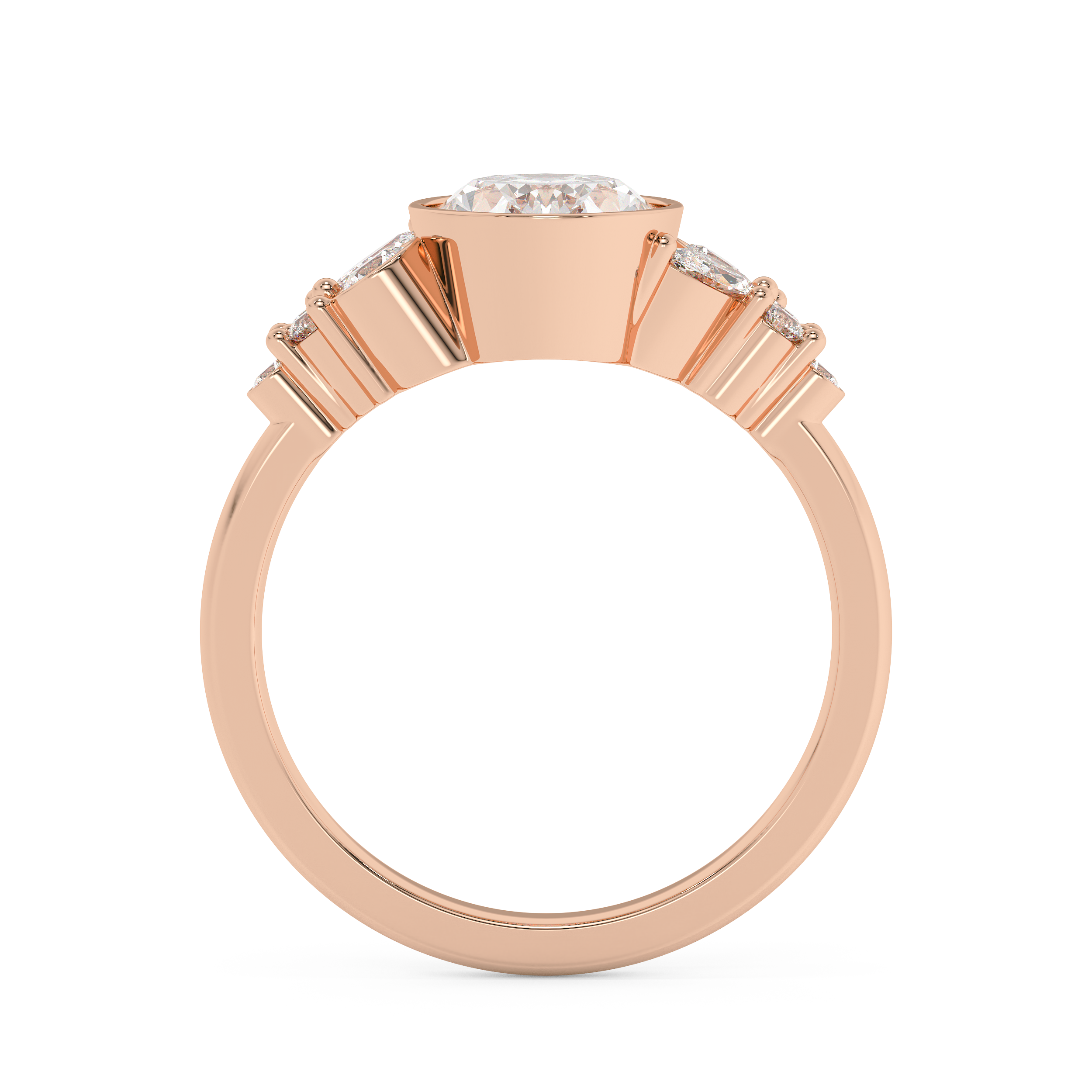 Oval Bezel Cluster Lab Grown Diamond Engagement Ring