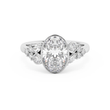 Oval Bezel Cluster Lab Grown Diamond Engagement Ring