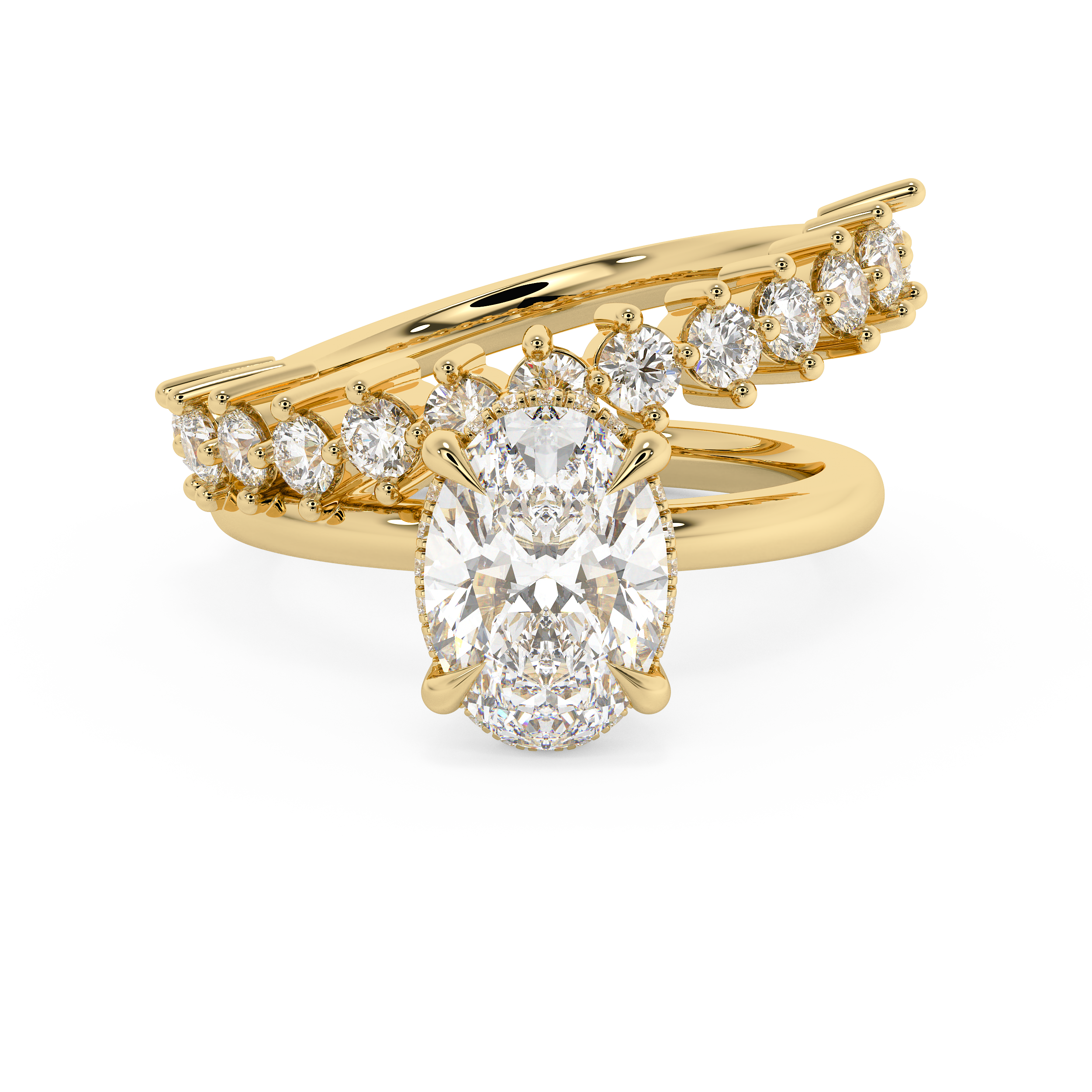 Oval Pave Double Shank Lab Grown Diamond Engagement Ring