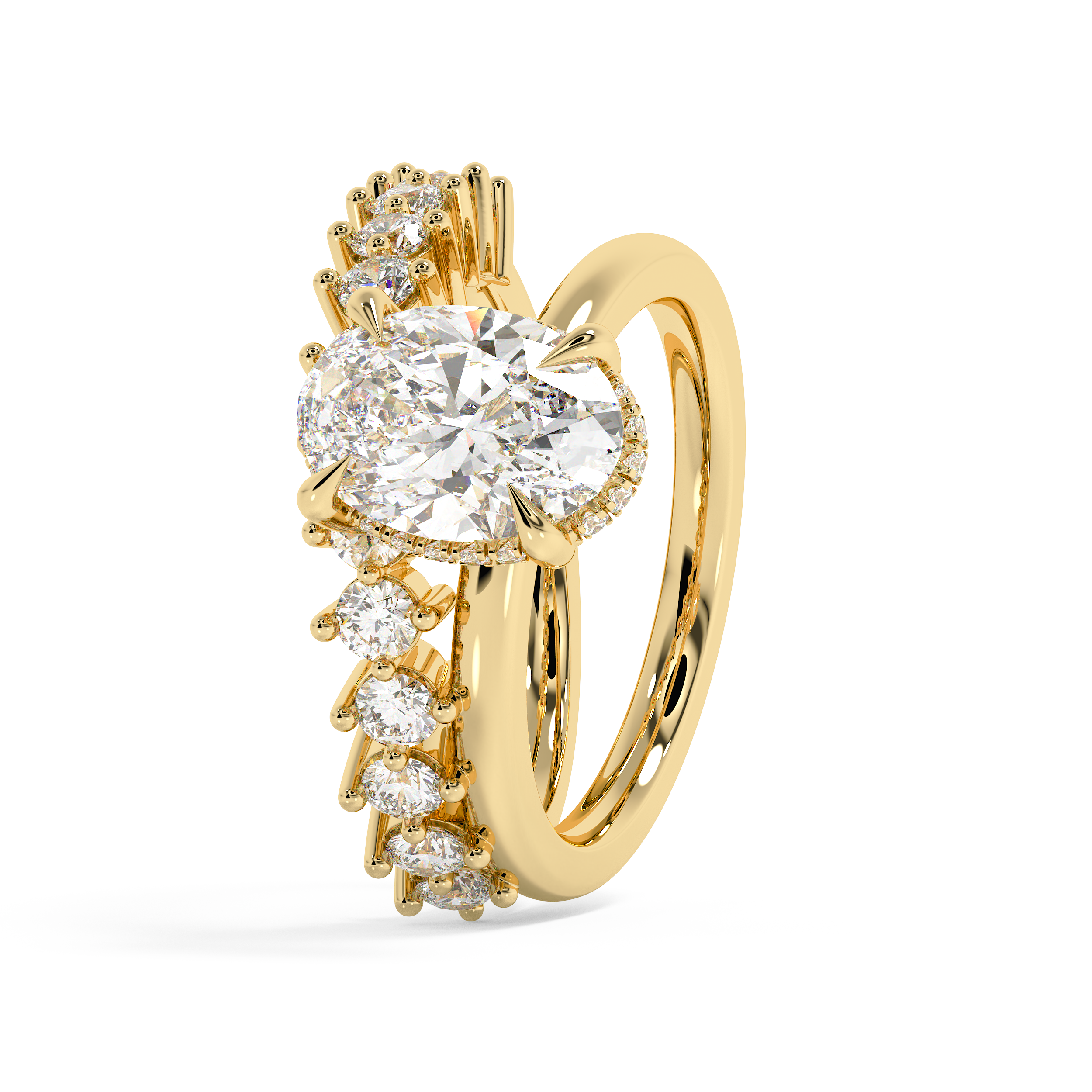Oval Pave Double Shank Lab Grown Diamond Engagement Ring