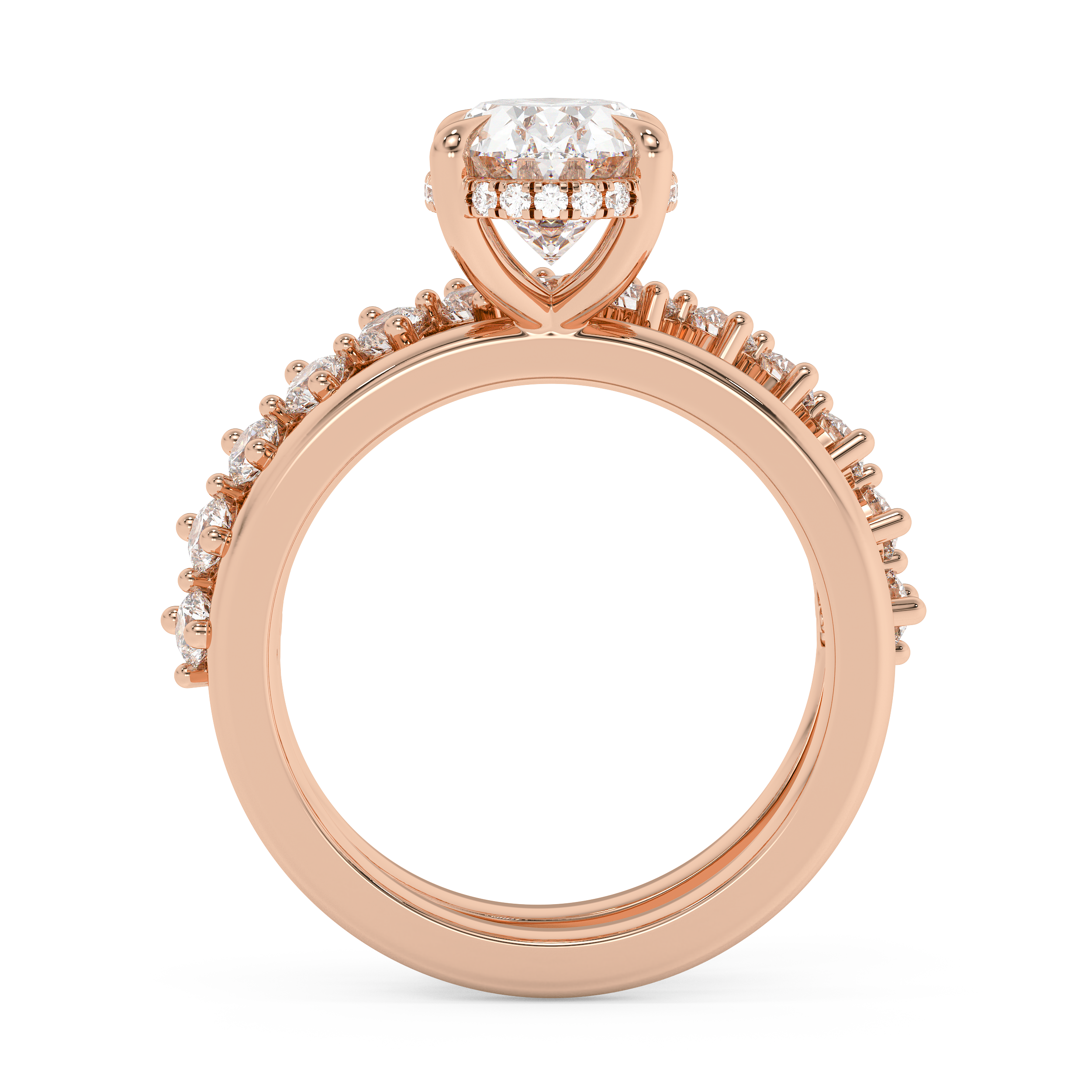 Oval Pave Double Shank Lab Grown Diamond Engagement Ring