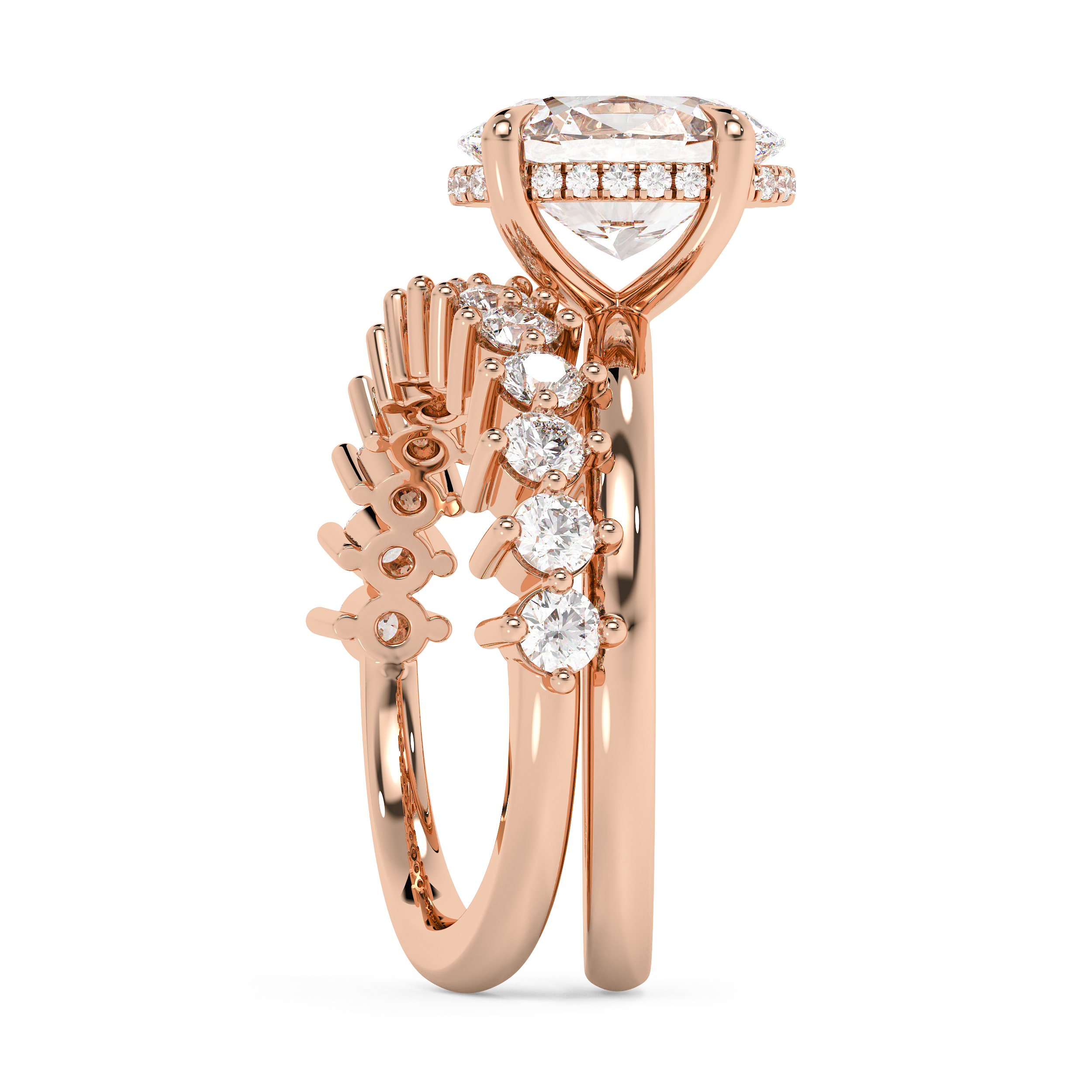 Oval Pave Double Shank Lab Grown Diamond Engagement Ring