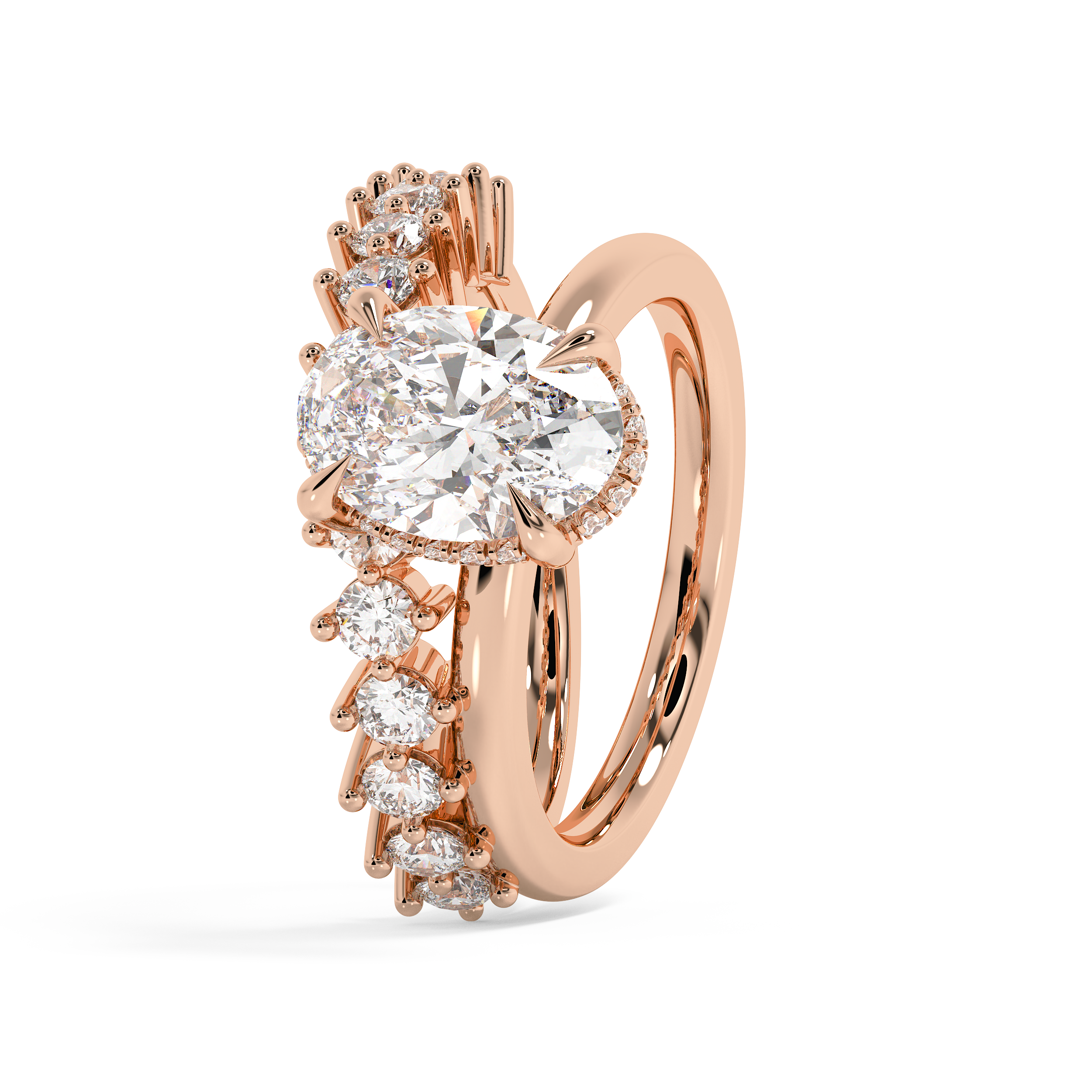 Oval Pave Double Shank Lab Grown Diamond Engagement Ring
