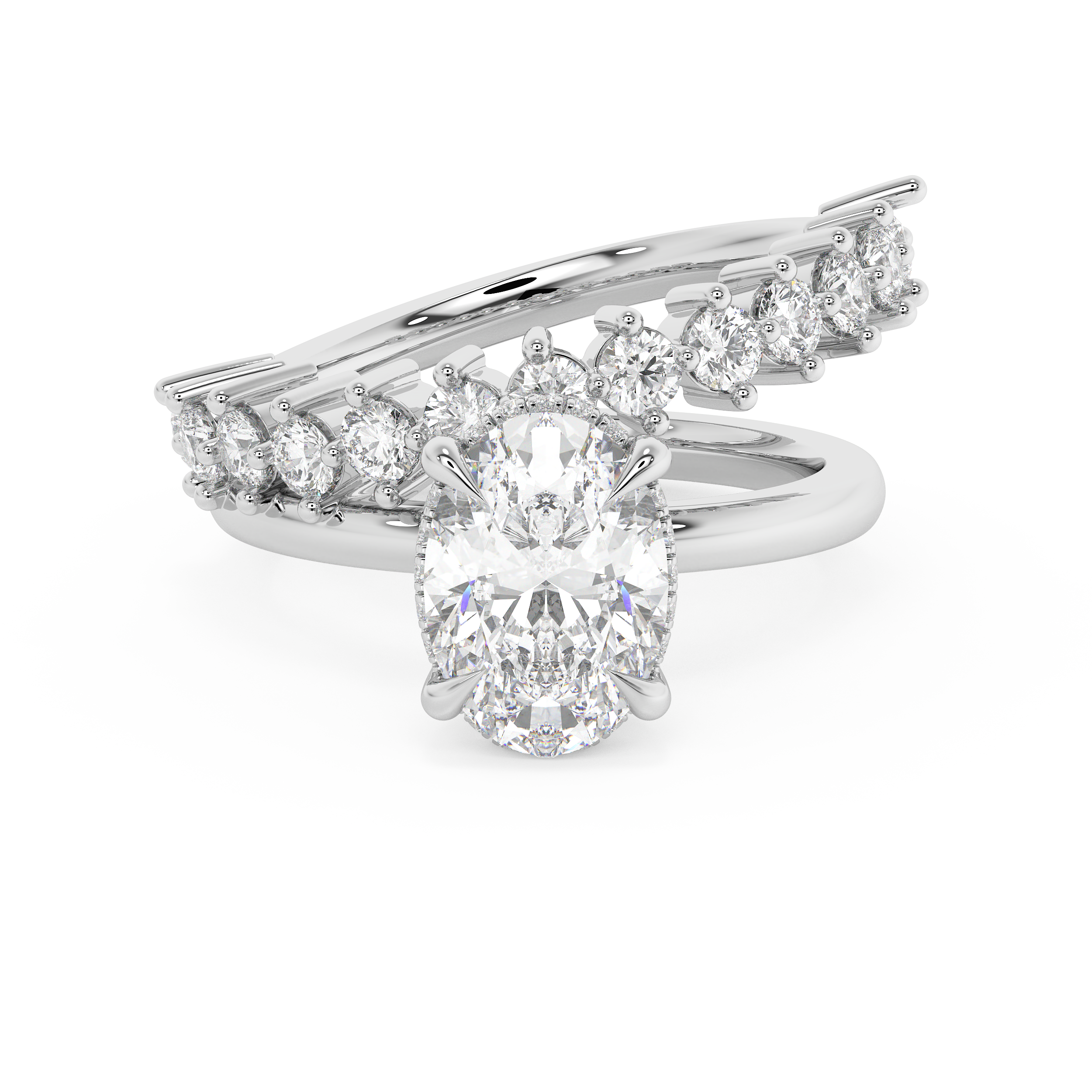 Oval Pave Double Shank Lab Grown Diamond Engagement Ring