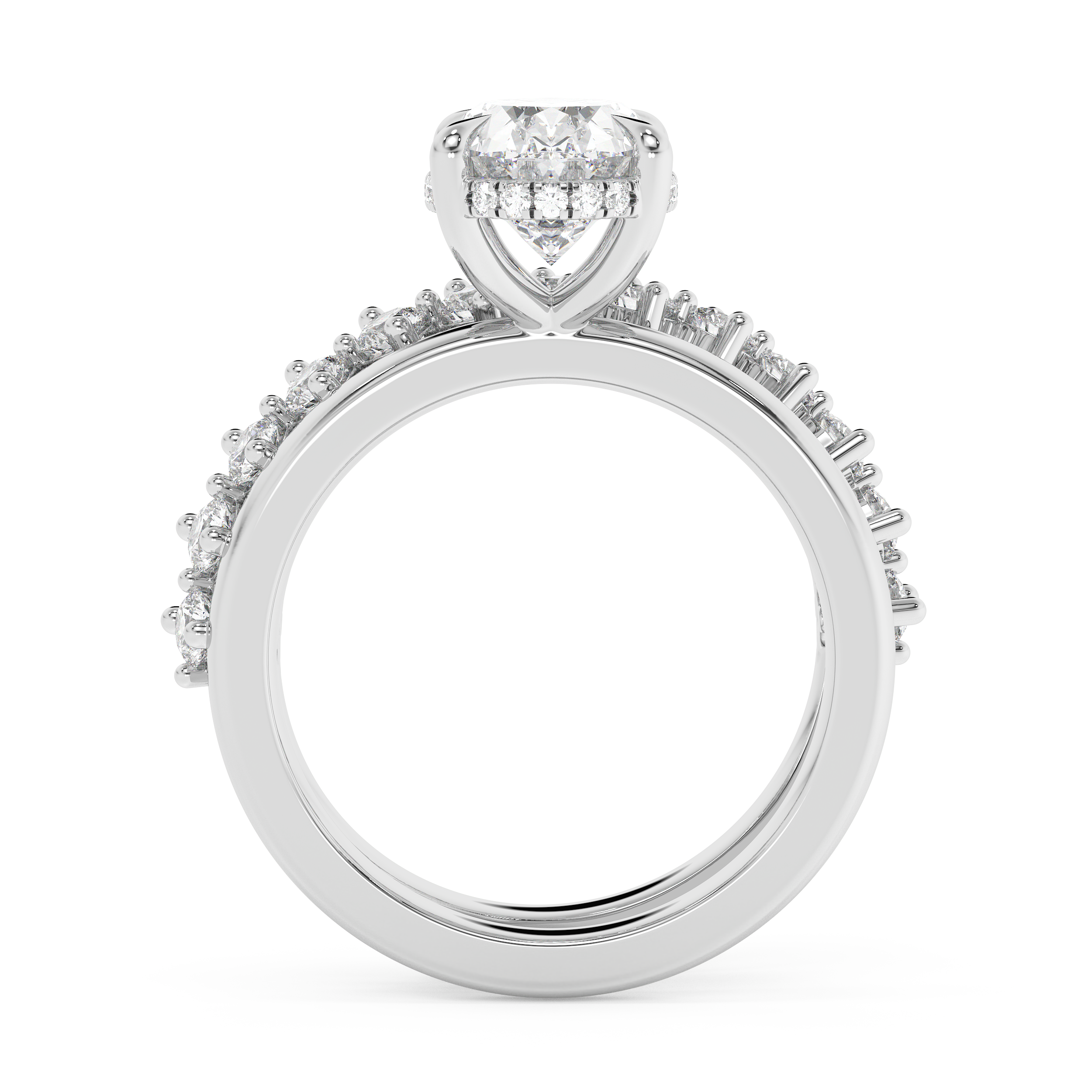 Oval Pave Double Shank Lab Grown Diamond Engagement Ring