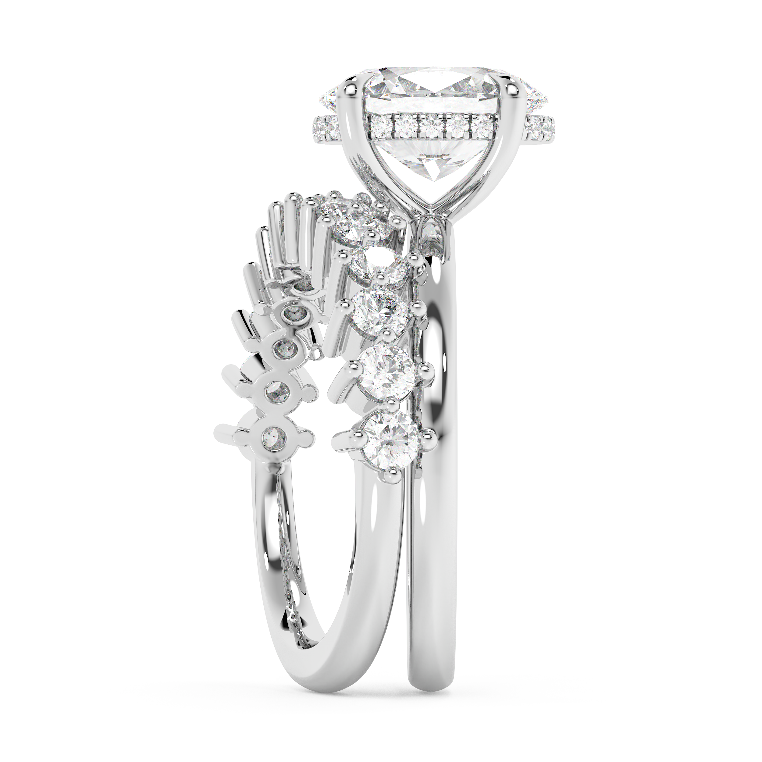 Oval Pave Double Shank Lab Grown Diamond Engagement Ring