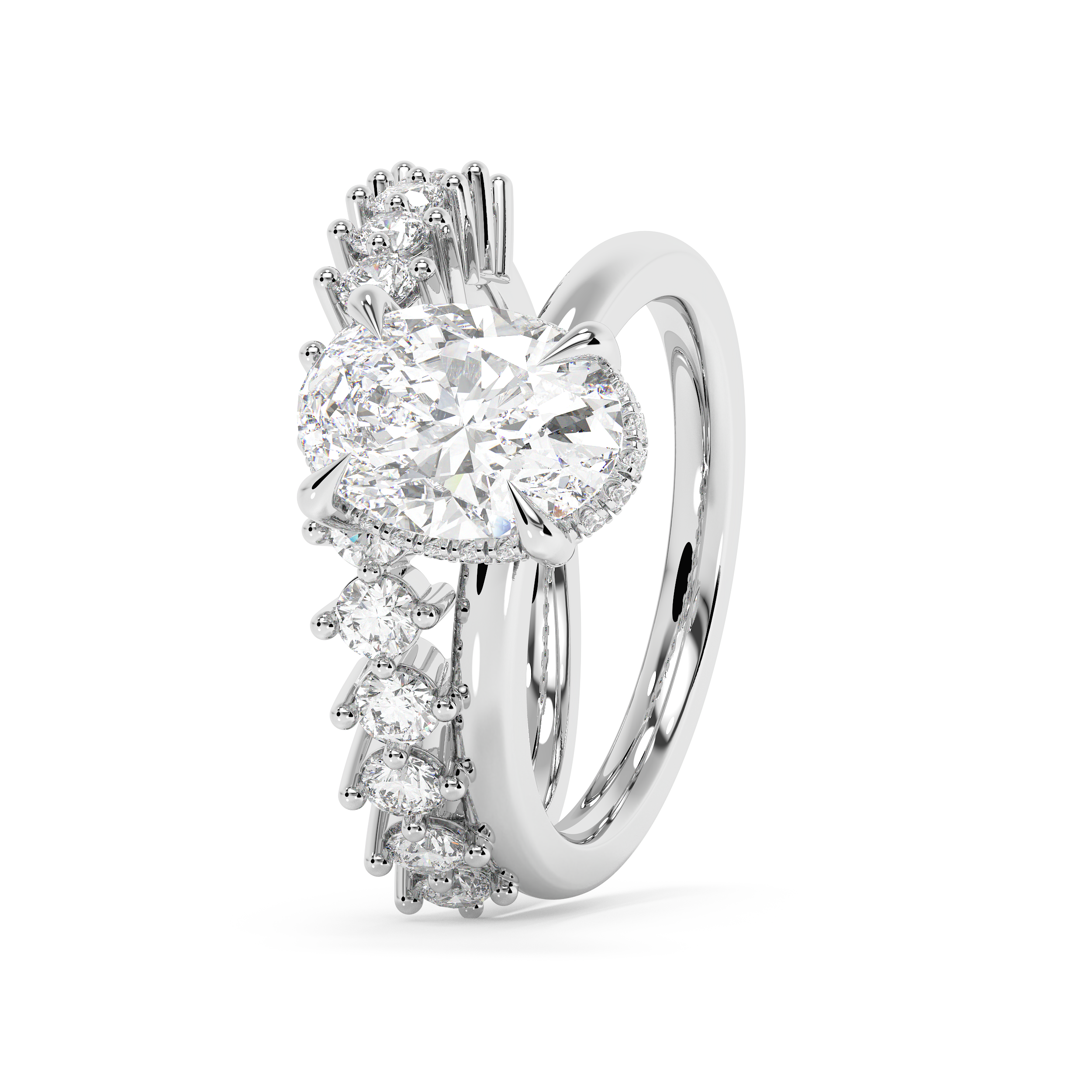 Oval Pave Double Shank Lab Grown Diamond Engagement Ring